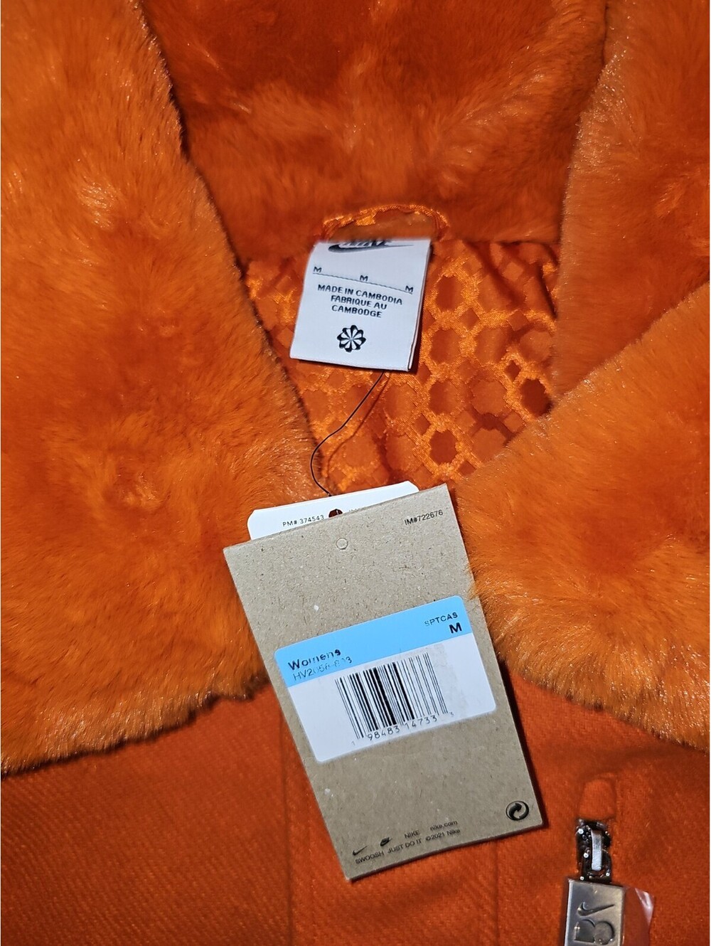 NEW Nike Naomi Osaka Full Zip Varsity Wool Jacket Orange Size Medium HV2058-893 - Picture 5 of 9